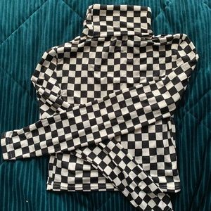 Checkered turtleneck crop top